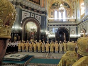 Торжествах по случаю 8-й годовщины интронизации Святейшего Патриарха Кирилла на Московский Патриарший престол.
